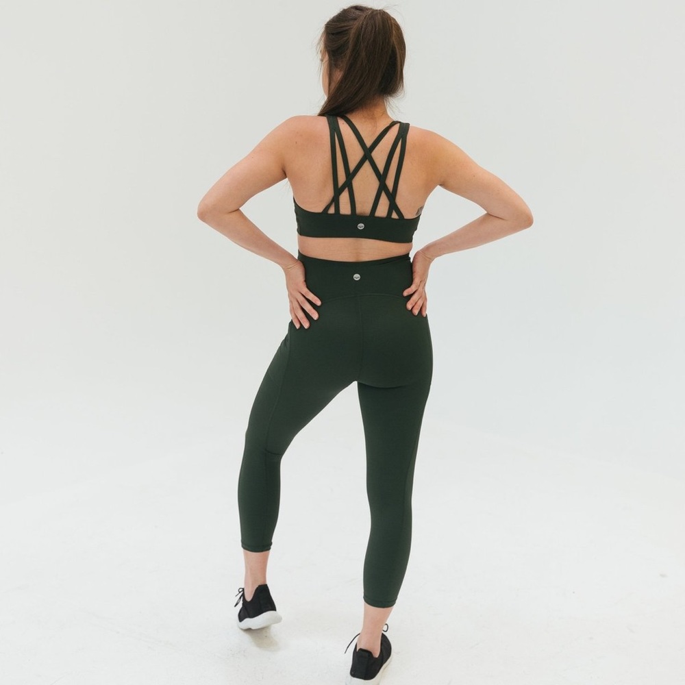 Senita Athletics Strappy Bra in Evergreen